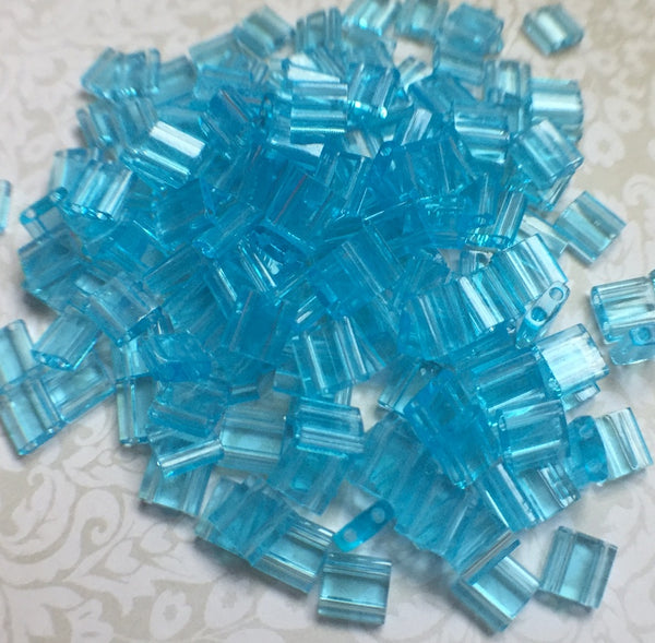 Transparent Light Blue Miyuki Tila Beads 8 grams  TL148