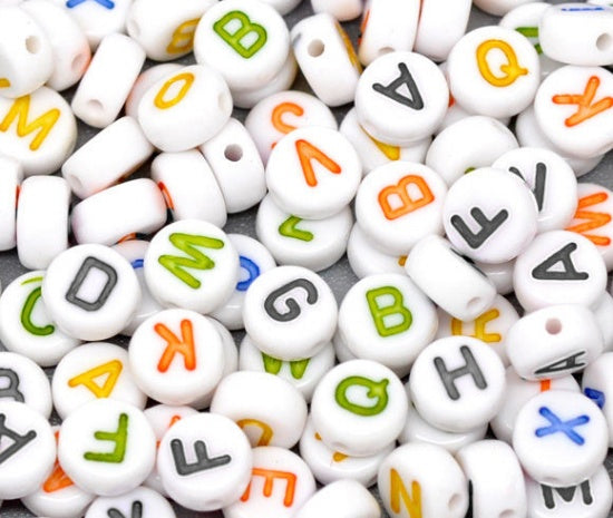 Acrylic Alphabet Beads 7 mm Mix Colour Pack of 200