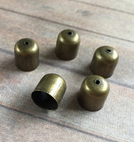 Antique Bronze Cord End Tips Bead Caps for 9 mm Cord Pack of 20