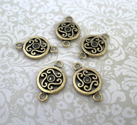 Small Round Connector in Antique Gold Colour Charms Pack of 10