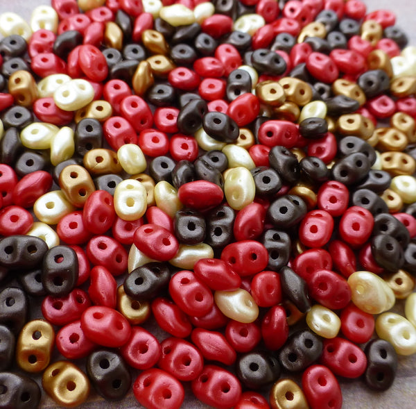 Chocolate Covered Cherries Mix Matubo Superduo Beads Czech Glass 20 grams