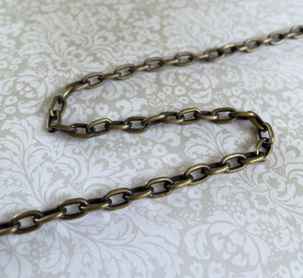Cable Chain Oval Links Chain in Antique Bronze Colour 1 Meter