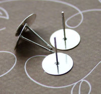 Silver Tone Earring Post Flat Pad Pack of 20