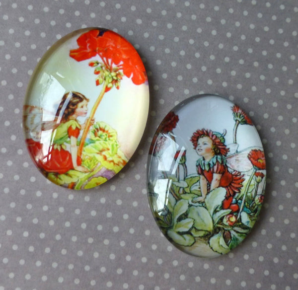40mm Glass Fairy Cabochons Mix FB07 Pack of 2