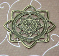 Round Floral Antique Bronze Colour Filigree Component Pack of 10