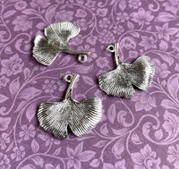 Gingko Leaf Pendant or Charm in Antique Silver Colour Pack of 10