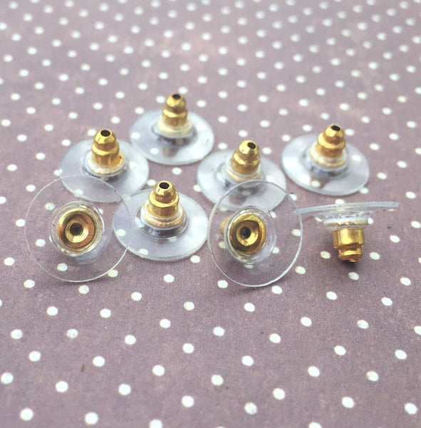 Gold Plated and Plastic Earring Backs Ear Post Stoppers Pack of 20