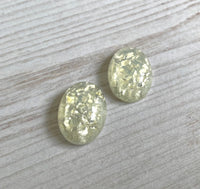 Golden White Glass Mosaic Oval Cabochon 18 x 13 mm Pack of 2