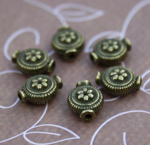 Floral Antique Bronze Metal Beads Pack of 30