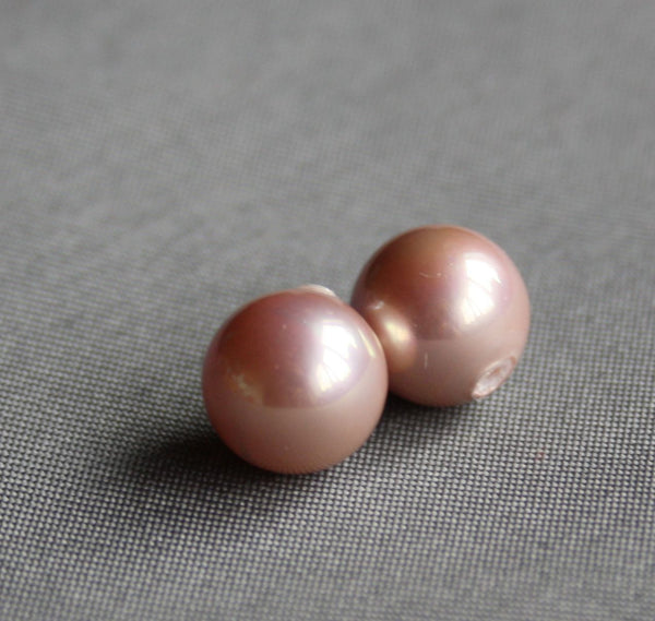 Pink 8 mm Half Drilled South Sea Shell Bead - One Pair