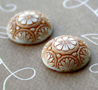 Brown and White 18 mm Glass Cabochon by Preciosa Pack of 2