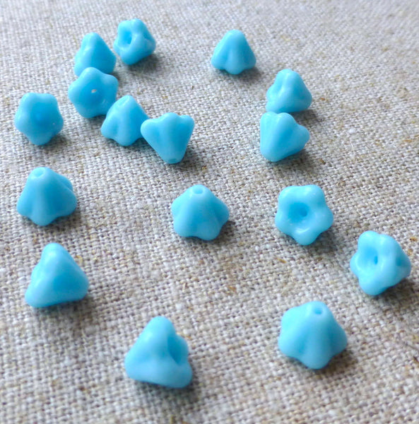 Mini Blue Flower Beads Czech Glass Pack of 50