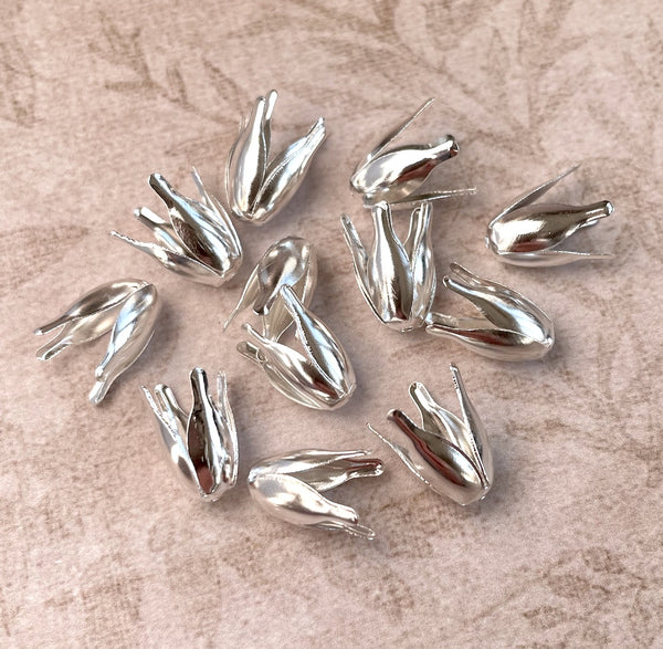 Silver Colour Flower Bead Caps Pack of 30 for jewellery making