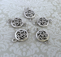 Small Round Connector in Antique Silver Colour Charms Pack of 10