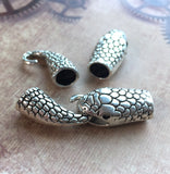 Snake Head Antique Silver Clasp for Leather Cord - 2 Sets