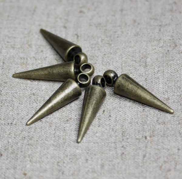 Spikes Pendants in Antique Bronze Colour Pack of 10
