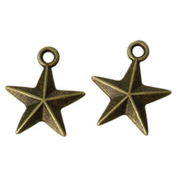 Antique Bronze 15mm Charm Star Pack of 10