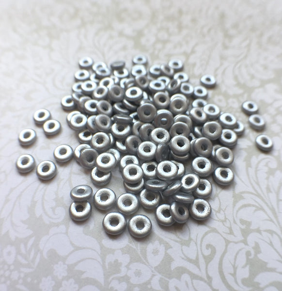 Matte Metallic Silver Czech Glass Zero Beads Spacer Beads 10 grams